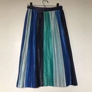 Anthropologie Maeve Pleated Sparkle Midi Skirt